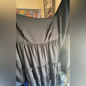 Rewind Black Dress with Subtle Pattern